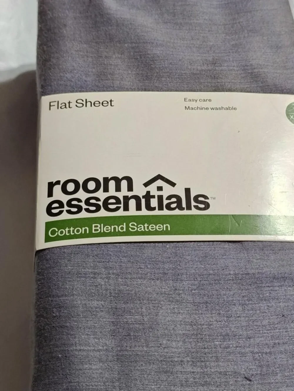King Cotton Blend Sateen FLAT Sheet - Room Essentials Heather Navy